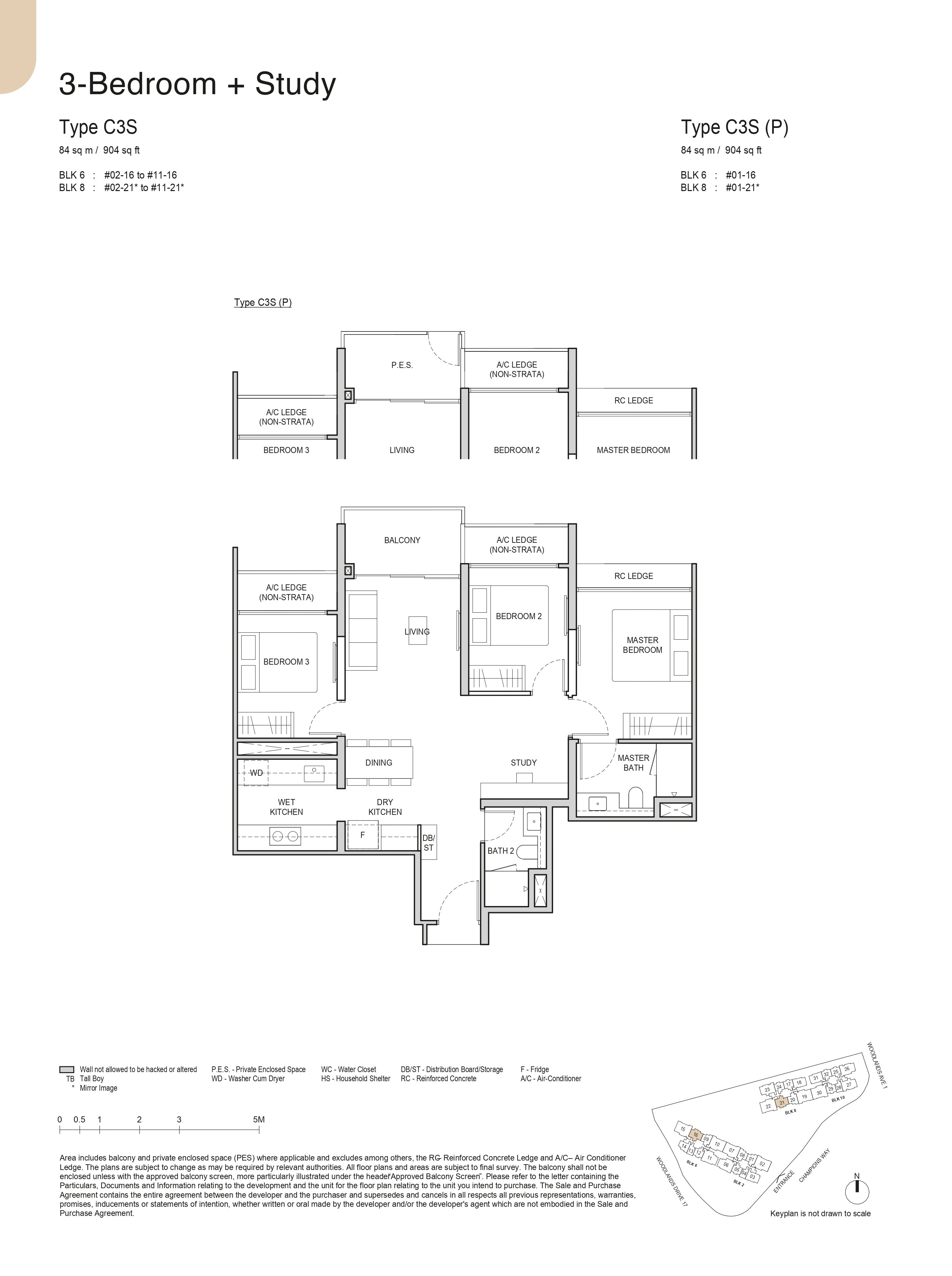 3-Bedroom + Study (Type C3S)